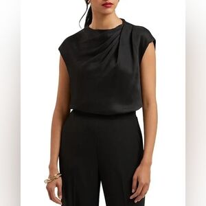 Ted Baker London Womens Misrina Draped Neck Top , Black, Size( 3 ) Medium.